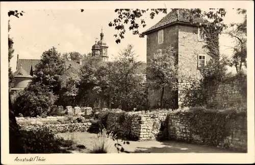 Ak Arnstadt in Thüringen, Partie an der alten Stadtmauer