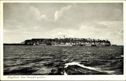 Ak Nordseeinsel Helgoland, Panorama vom Dampfer aus gesehen