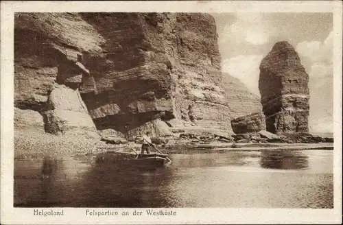 Ak Nordseeinsel Helgoland, Felsenpartien an der Westküste