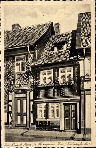 Ak Wernigerode im Harz, Das kleinste Haus in Kochstraße 13