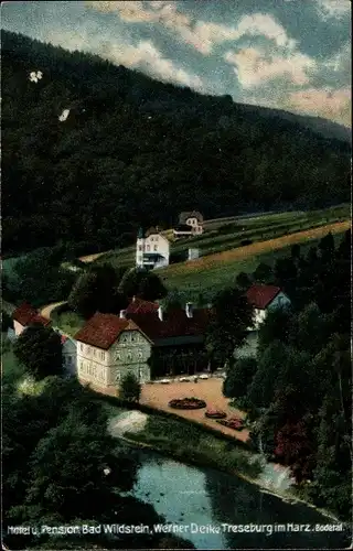 Ak Treseburg Thale im Harz, Hotel und Pension Bad Wildstein