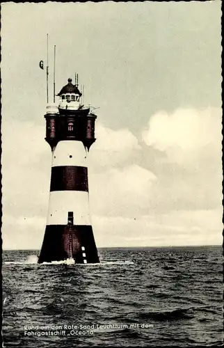 Ak Nordseebad Wangerooge in Ostfriesland, Rund um den Rote-Sand-Leuchtturm