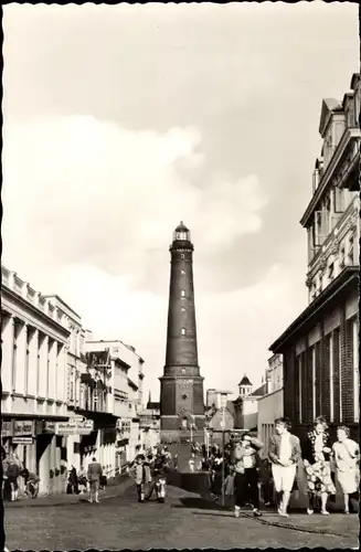 Ak Insel Borkum Ostfriesland, Strandstraße, Leuchtturm