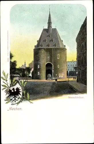 Ak Aachen in Nordrhein Westfalen, Marschirtor, Wappen