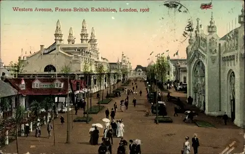 Ak London City England, Franco-British Exhibition 1908, Western Avenue