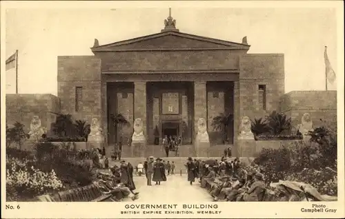 Ak Wembley London England, British Empire Exhibition, Government Building