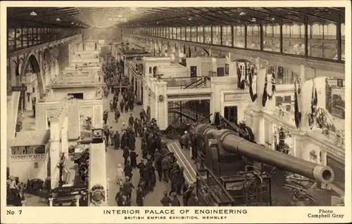Ak Wembley London England, British Empire Exhibition, Interior Palace of Engineering
