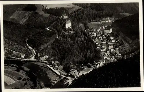 Ak Ziegenrück an der Saale Thüringen, Oberes Saaletal, Fliegeraufnahme