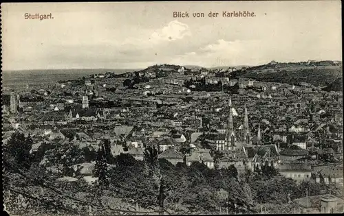 Ak Stuttgart in Württemberg, Blick von der Karlshöhe