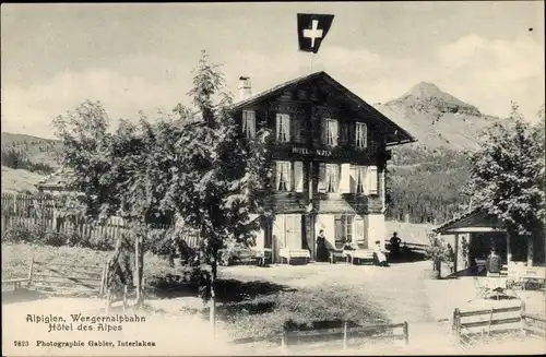 Ak Alpiglen Grindelwald Kanton Bern, Hotel des Alpes, Wengernalpbahn
