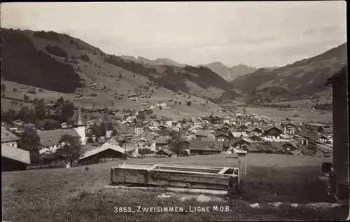 Ak Zweisimmen Kanton Bern, Ligne MOB, Totalansicht