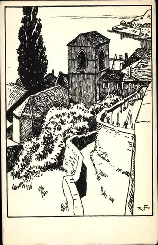 Künstler Ak Saint Saphorin Kanton Waadt, Ortsansicht, Kirche