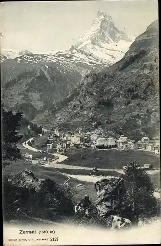 Ak Zermatt Kanton Wallis Schweiz, Gesamtansicht