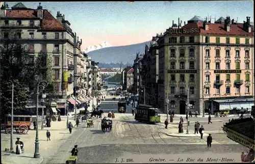 Ak Genève Genf Schweiz, La Rue du Mont Blanc