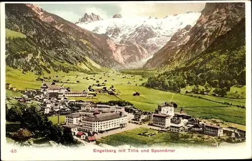 Ak Engelberg Kanton Obwalden Schweiz, Totale mit Titlis und Spannörter