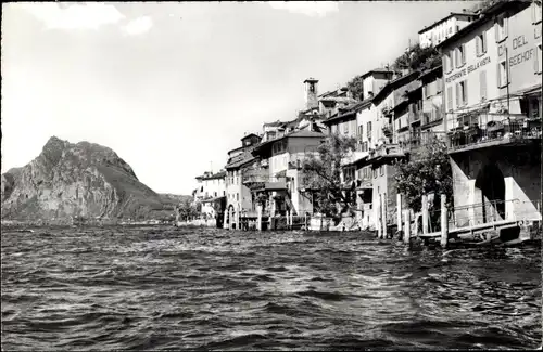 Ak Gandria Lago di Lugano Tessin Schweiz, Restaurant Bellavista, Häuserreihe