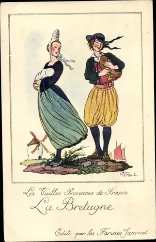 Künstler Ak Droit, Jean, Les Vieilles Provinces de France, la Bretagne, Mann und Frau in Volkstracht