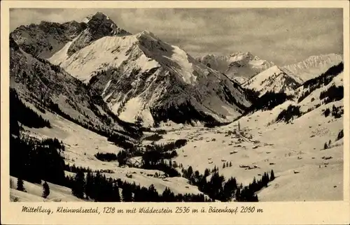 Ak Mittelberg im Kleinwalsertal Vorarlberg, Panorama mit Widderstein und Bärenkopf im Schnee