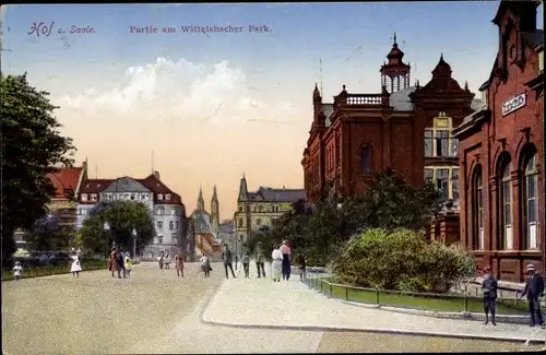 Ak Hof an der Saale Oberfranken Bayern, Partie am Wittelsbacher Park