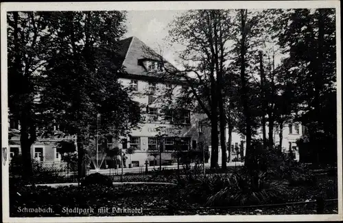 Ak Schwabach in Mittelfranken Bayern, Stadtpark mit Parkhotel