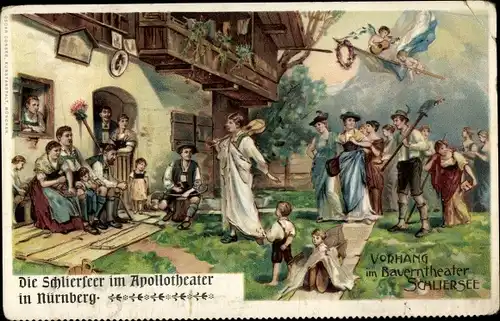 Litho Eichstätt in Oberbayern, Die Schlierseer, Vorhang im Bauerntheater Schliersee