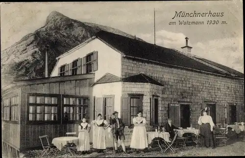 Ak Ramsau im Berchtesgadener Land Oberbayern, Watzmannhaus, Münchnerhaus am Watzmann