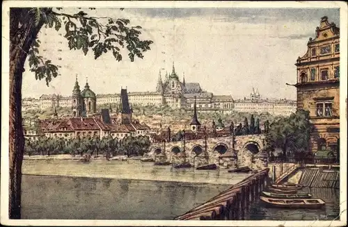 Künstler Ak Simon, T. F., Praha Prag Tschechien, Stadtansicht