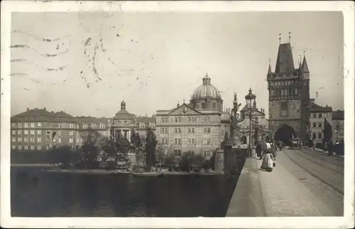 Ak Praha Prag Tschechien, Altstädter Brückenturm und Kreuzherrenkloster