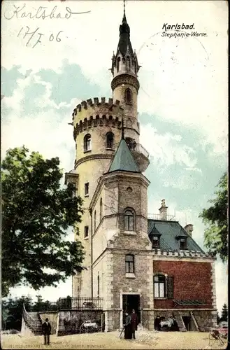 Ak Karlovy Vary Karlsbad Stadt, Kronprinzessin Stephanie Warte, Aussichtsturm