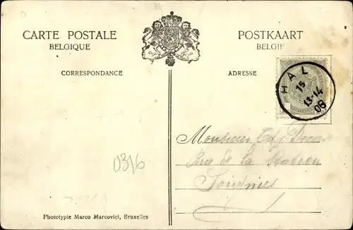 Ak Hal Flämisch Brabant Flandern, Kirche, Turm, Denkmal