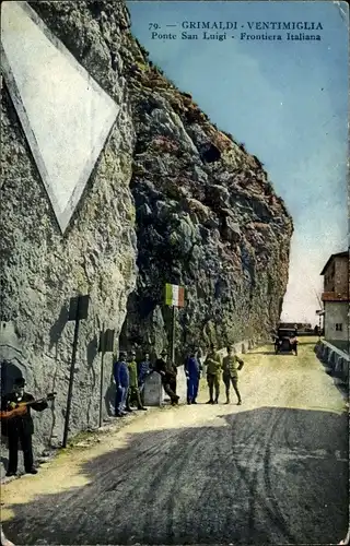 Ak Grimaldi di Ventimiglia Liguria, Ponte San Luigi, Frontiera Italiana