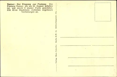 Ak Namur Wallonien, der Eingang zur Festung, Kriegszerstörungen