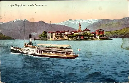 Ak Isola Superiore Piemonte, Lago Maggiore, Ausflugsdampfer