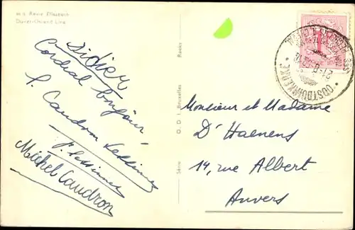 Ak MS Reine Elisabeth, Dover Ostend Line