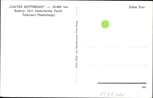 Ak Tanker Caltex Rotterdam, Rederij NV Nederlandse Pacific Tankvaart Maatschappij