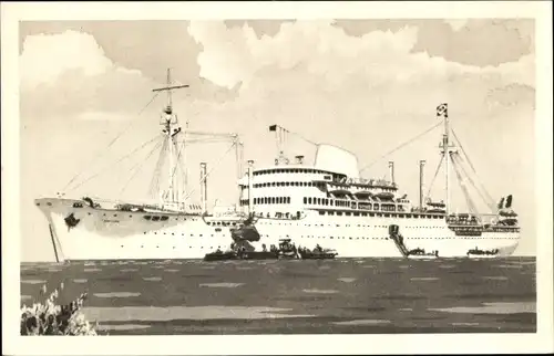 Künstler Ak Paquebot S.S. Laos, Messageries Maritimes, Viet Nam, Cambodge