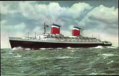 Ak Steamer SS United States, Dampfschiff, United States Lines, USL
