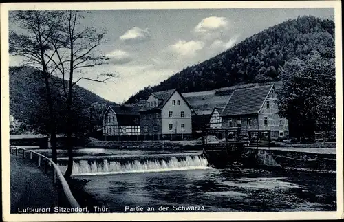 Ak Sitzendorf in Thüringen, Partie an der Schwarza