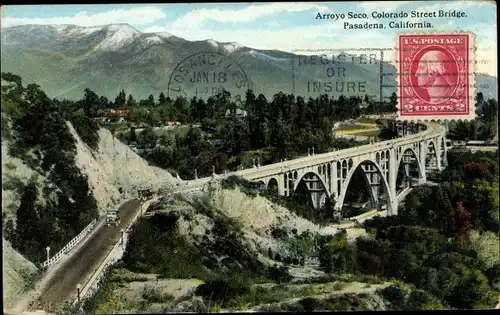 Ak Pasadena Kalifornien USA, Colorado Street Bridge