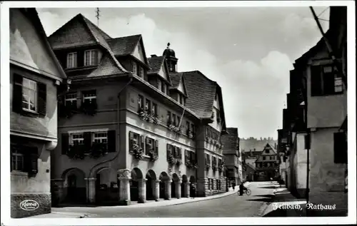 Ak Fellbach in Württemberg, Rathaus, Straßenpartie