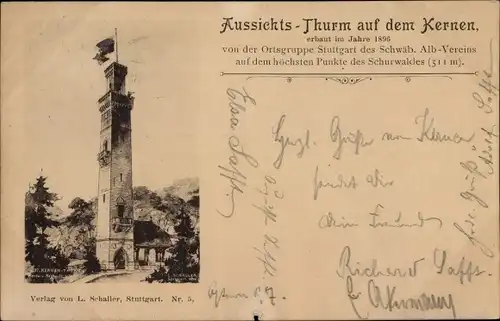 Ak Fellbach in Württemberg, Aussichtsturm auf dem Kernen