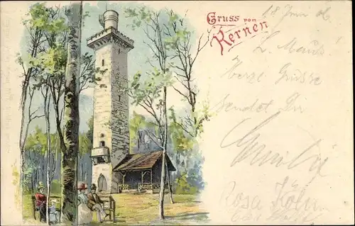 Litho Fellbach in Württemberg, Aussichtsturm auf dem Kernen