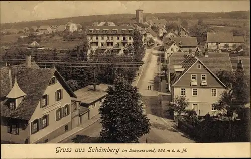 Ak Schömberg im Nordschwarzwald Kreis Calw, Panoramablick über die Ortschaft