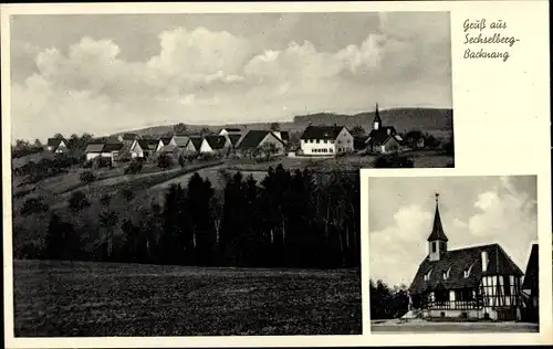 Ak Sechselberg Althütte in Württemberg, Teilansicht, Kirche, Fachwerk