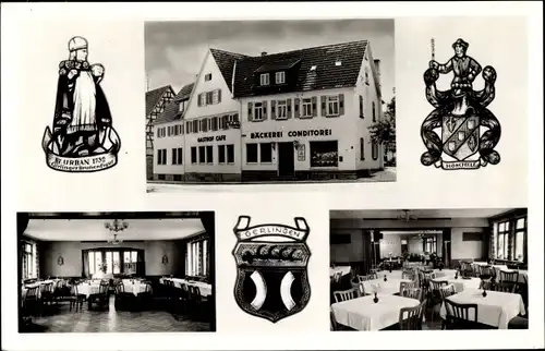 Wappen Ak Gerlingen Kreis Ludwigsburg, Gasthof Träuble Höschele Bischof, Emil Höschele