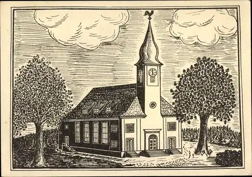 Künstler Ak Kirchenkirnberg Murrhardt in Württemberg, Kirche nach ihrem Wiederaufbau