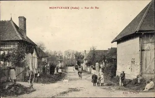 Ak Montceaux Aube, Rue du Bas