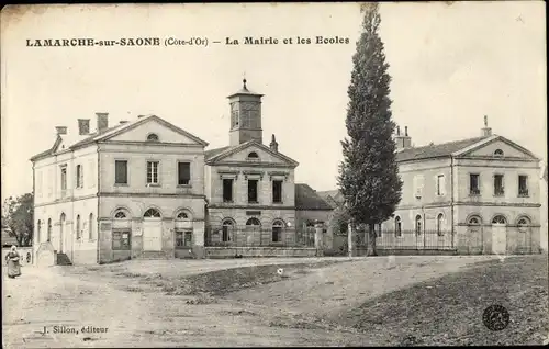 Ak Lamarche sur Saone Côte d’Or, La Mairie et les Ecoles