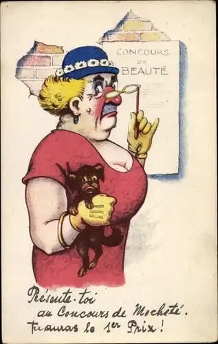 Ak Concours de Beaute, hässliche Frau mit großem Busen