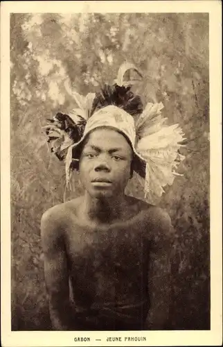 Ak Gabun, Gabon Afrique, Portrait eines jungen Mannes, Jeune Pahouin